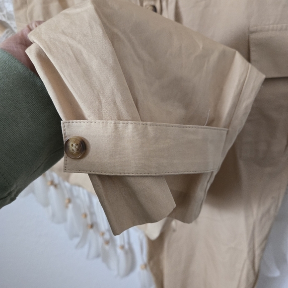 ZARA Poplin Cargo Overall Jumpsuit Tan Color Size Medium - Picture 9 of 13